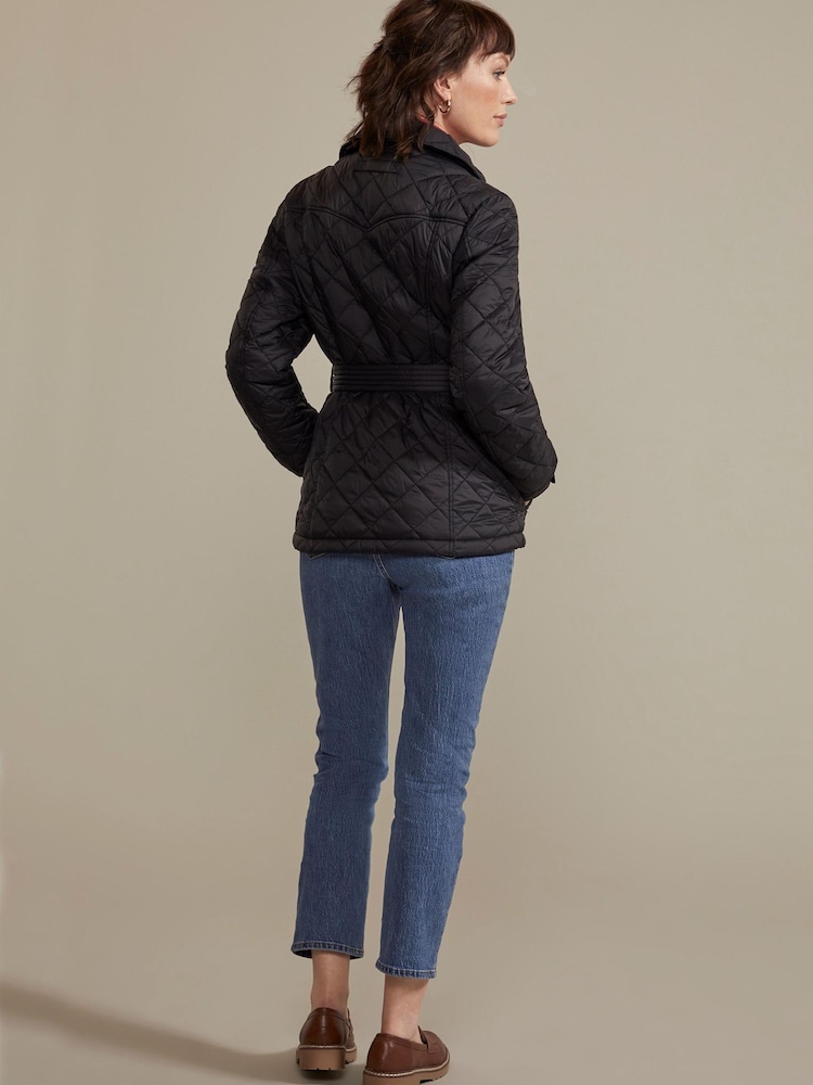Hinter + Hobart Black Galloway Womens Belted Quilted Jacket - Image 3 of 3