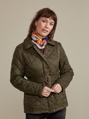 Hinter + Hobart Green Galloway Belted Quilted Jacket -  Womens - Image 1 of 4
