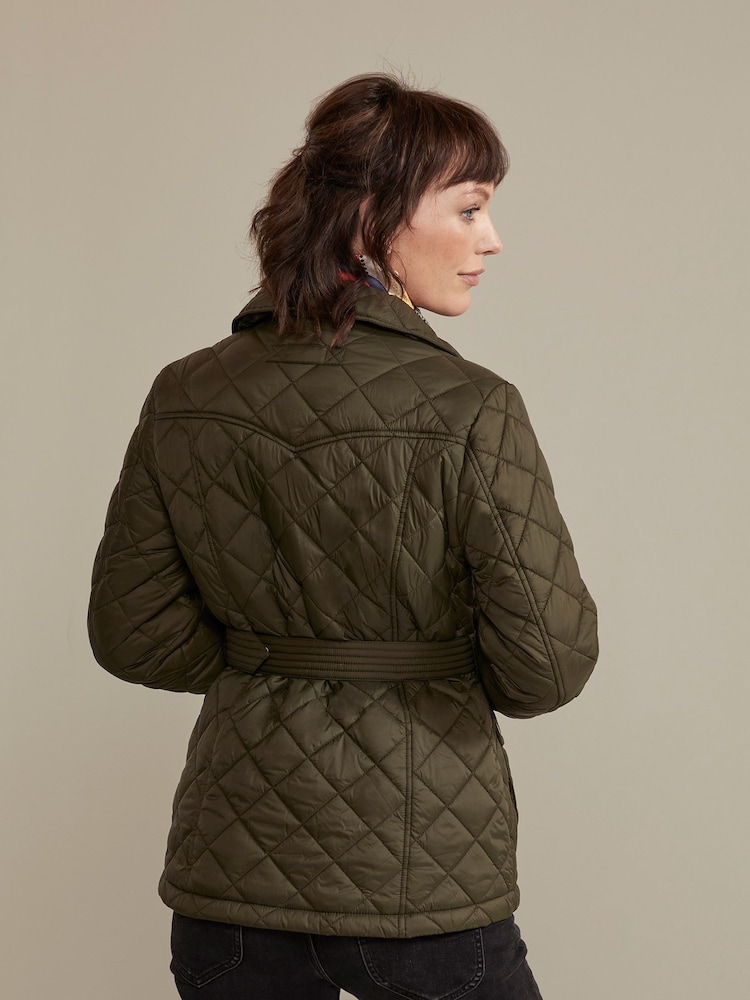 Hinter + Hobart Green Galloway Belted Quilted Jacket -  Womens - Image 2 of 4