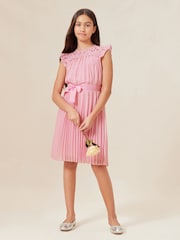 Lipsy Pink Lace Yolk Pleated Occasion Dress - Image 2 of 4