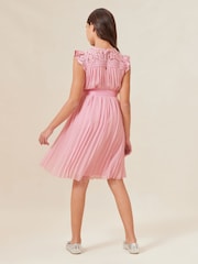 Lipsy Pink Lace Yolk Pleated Occasion Dress - Image 3 of 4