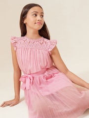 Lipsy Pink Lace Yolk Pleated Occasion Dress - Image 4 of 4