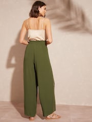 Love & Roses Khaki Green Wide Leg Side Trim Wide Leg Trousers - Image 4 of 4