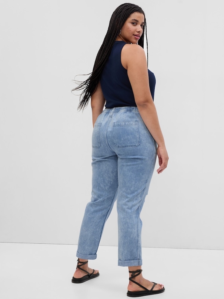 Gap Blue Distressed Knee Mid Rise Pull On Easy Jeans - Image 4 of 6