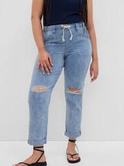 Gap Blue Distressed Knee Mid Rise Pull On Easy Jeans - Image 5 of 6
