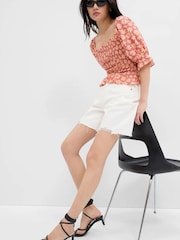 Gap Brown Smocked Peplum Top - Image 1 of 1