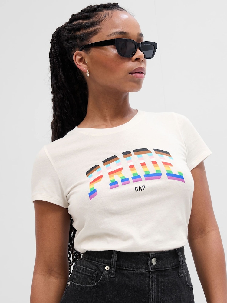 Gap White Floral Print Logo T-Shirt - Image 1 of 1