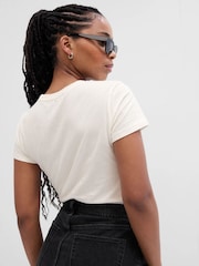 Gap White Floral Print Logo T-Shirt - Image 2 of 2