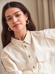 Y.A.S White Cargo Shirt Contains Linen - Image 2 of 5