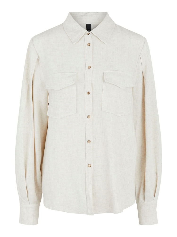 Y.A.S White Cargo Shirt Contains Linen - Image 5 of 5