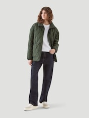 Kaldtvaer Khaki Green Arendal Onion Quilted Check Back Padded Jacket - Image 3 of 6