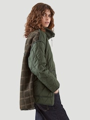 Kaldtvaer Khaki Green Arendal Onion Quilted Check Back Padded Jacket - Image 6 of 6
