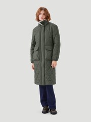 Kaldtvaer Khaki Green Mysen Longline Diamond Quilted Padded Coat - Image 4 of 5