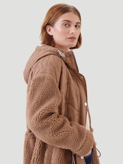 Kaldtvaer Brown Floro Long Teddy Borg Coat - Image 4 of 5
