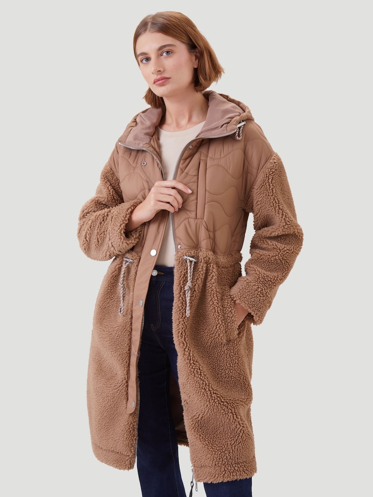 Kaldtvaer Brown Petite Floro Long Teddy Borg Coat - Image 2 of 5