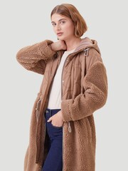 Kaldtvaer Brown Petite Floro Long Teddy Borg Coat - Image 5 of 5