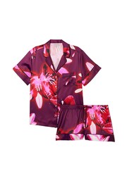Victoria's Secret Floral Red Purple Satin Short Pyjamas - Image 3 of 3