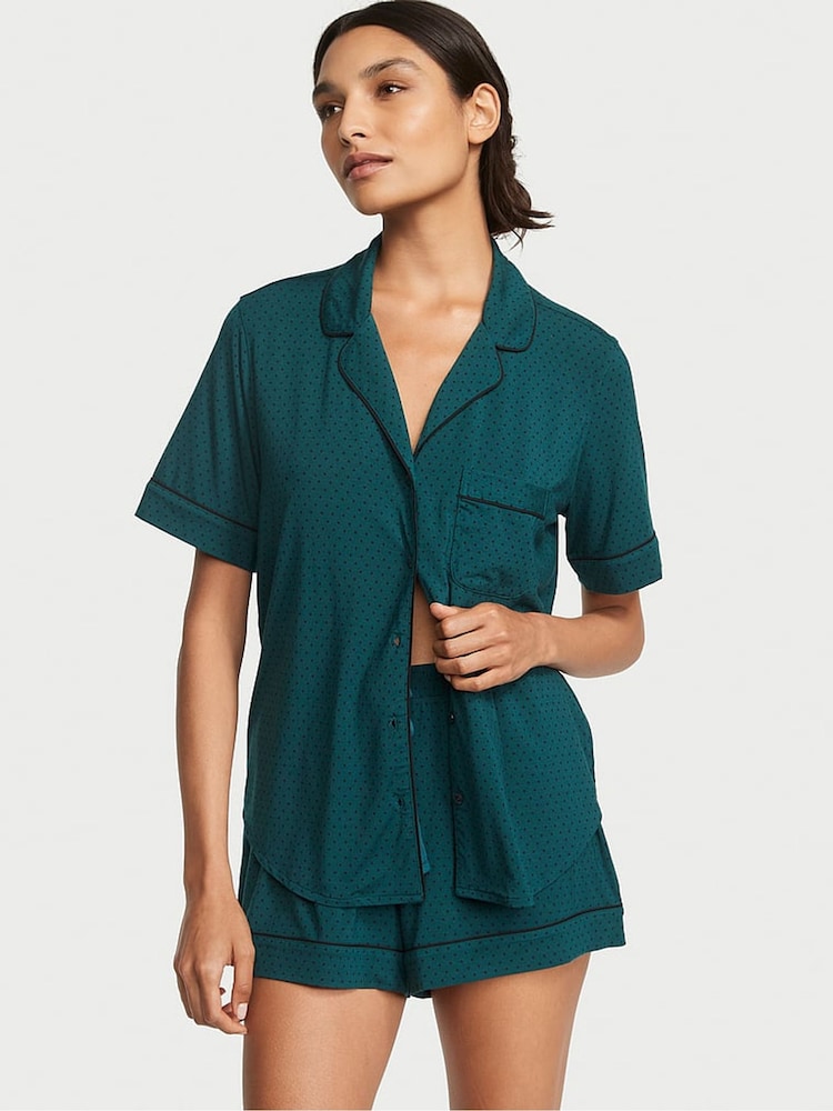 Victoria's Secret Black Ivy Green Pin Dot Modal Short Pyjamas - Image 1 of 3