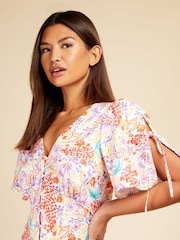 Little Mistress White & Pink Multi Floral Midaxi Dress - Image 3 of 4