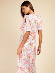 Little Mistress White & Pink Multi Floral Midaxi Dress - Image 4 of 4