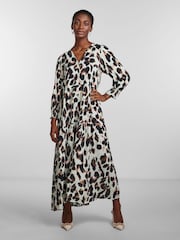 Y.A.S Leopard Print Button Through Midi Printed Dress - Image 1 of 5