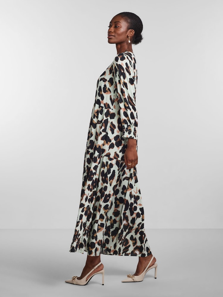 Y.A.S Leopard Print Button Through Midi Printed Dress - Image 2 of 5