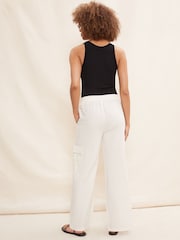 Friends Like These White Linen Look Cargo Pocket Wide Leg Trousers - Image 1 of 4