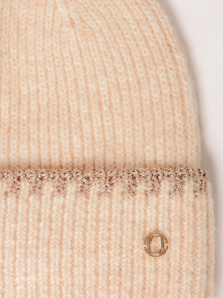 Lipsy Cream Super Soft Contrast Beanie Hat - Image 4 of 4