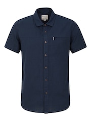 Mountain Warehouse Blue Coconut Slub Texture 100% Cotton Mens Shirt - Image 1 of 5