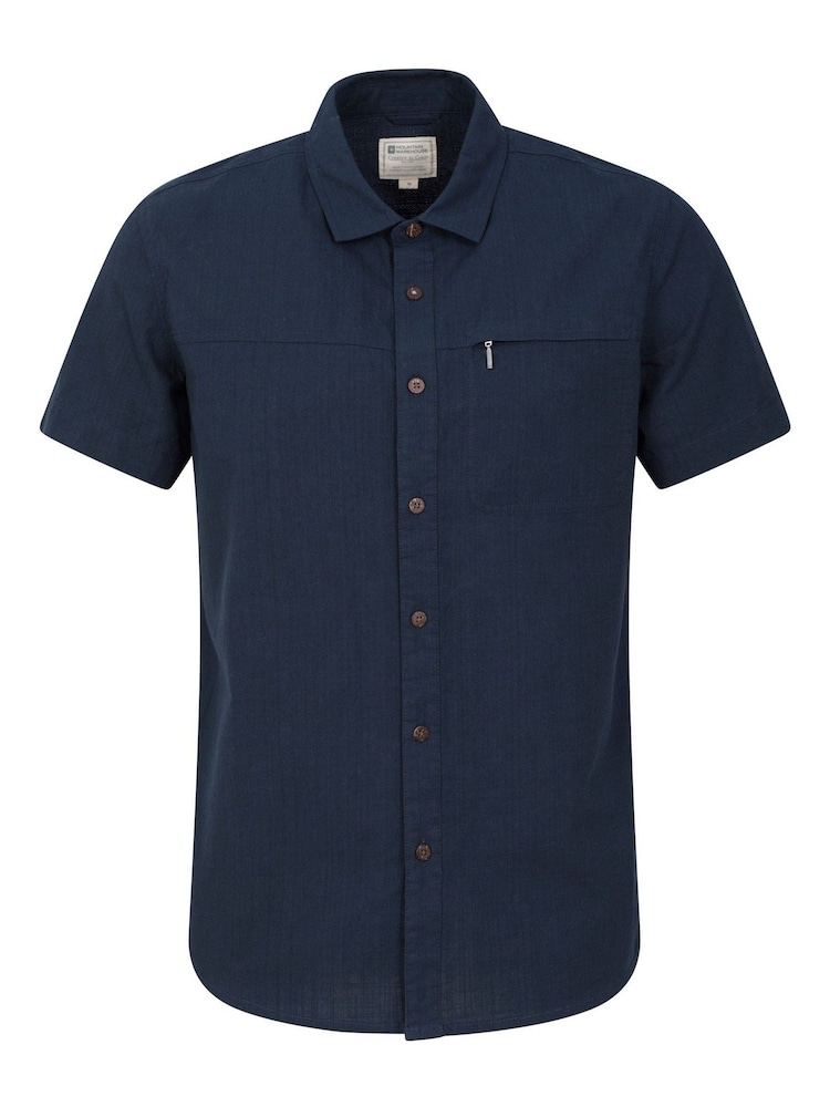 Mountain Warehouse Blue Coconut Slub Texture 100% Cotton Mens Shirt - Image 1 of 5