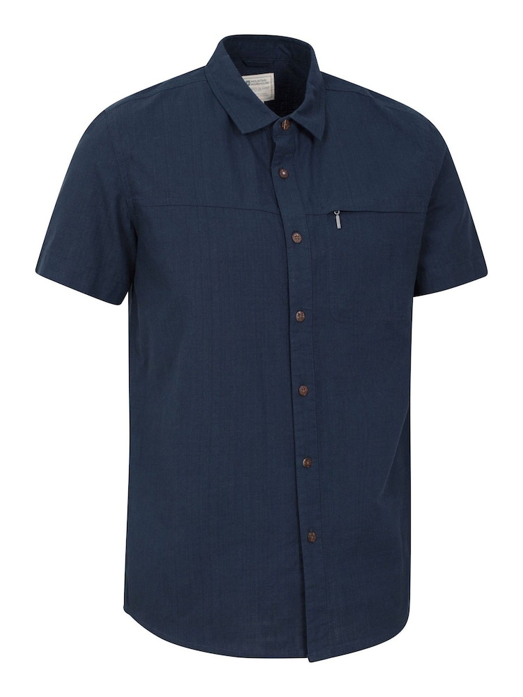 Mountain Warehouse Blue Coconut Slub Texture 100% Cotton Mens Shirt - Image 2 of 5