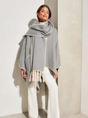 Grau - Lipsy Weiches, kuscheliges Cape mit aufgesetzten Taschen und Steppstich - Bild 2 von 5