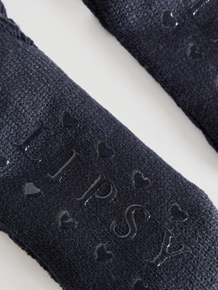 Lipsy Navy Blue Chunky Cosy Cable Knitted Slipper Socks - Image 5 of 5