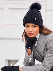 Lipsy Dark Navy Cosy Cable Bobble Hat - Image 2 of 4