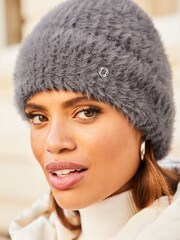 Серый - Ультрамягкая шапка-бини с кружевной отделкой Lipsy - Изображение 3 из 4