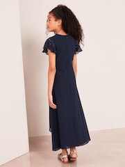 Lipsy Navy Embellished Flutter Sleeve Occasion Maxi Dress - Teen - Image 3 of 4