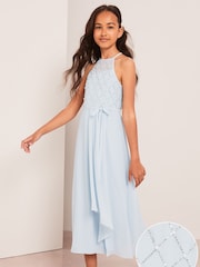 Lipsy Light Blue Strap Maxi Pearl Occasion Dress (7-16yrs) - Image 2 of 4