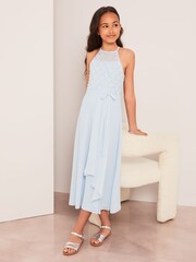 Lipsy Light Blue Strap Maxi Pearl Occasion Dress (7-16yrs) - Image 5 of 5