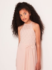 Lipsy Pink Strap Maxi Pearl Occasion Dress (7-16yrs) - Image 2 of 4