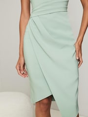 Lipsy Green Halter Neck Asymmetric Bodycon Dress - Image 4 of 4