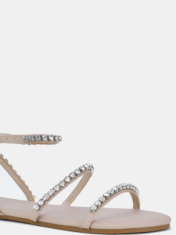 Novo Nude Tamar Embelished Diamante Strappy Flat Sandal - Image 2 of 3