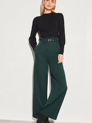 Lipsy Teal Green Paperbag Wide Leg Belted Tailored Trousers - Image 3 of 4