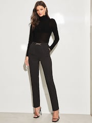 Lipsy Black Tailored Trim Detail Slim Leg Trousers - Image 3 of 4