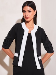 Lipsy Black Tipped Cropped Long Sleeve Blazer - Image 1 of 4