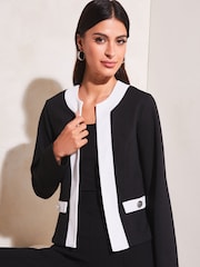 Lipsy Black Tipped Cropped Long Sleeve Blazer - Image 4 of 4