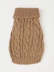 Lipsy Camel Super Soft Cable Knit Dog Jumper - Image 4 of 4