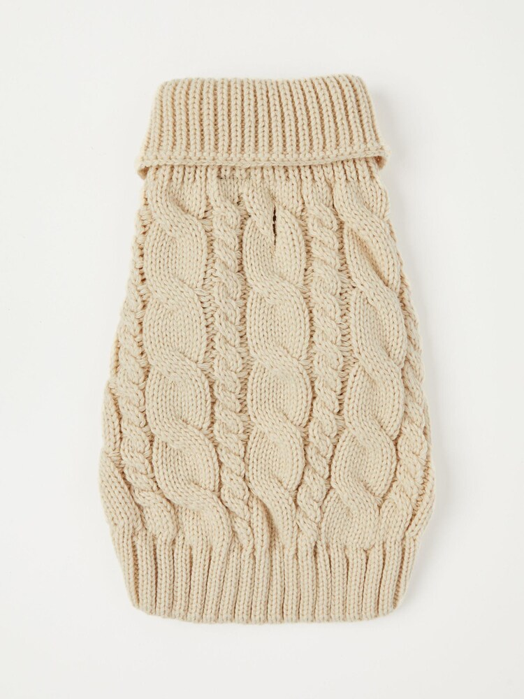 Lipsy Cream Super Soft Cable Knit Dog Jumper - Image 3 of 3