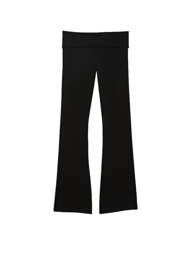 Victoria's Secret PINK Pure Black Cotton Foldover Flare Legging - Image 3 of 3