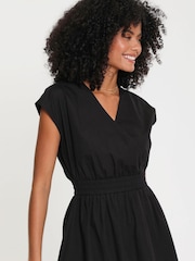 Threadbare Black Cotton Poplin Maxi Wrap Dress - Image 4 of 4