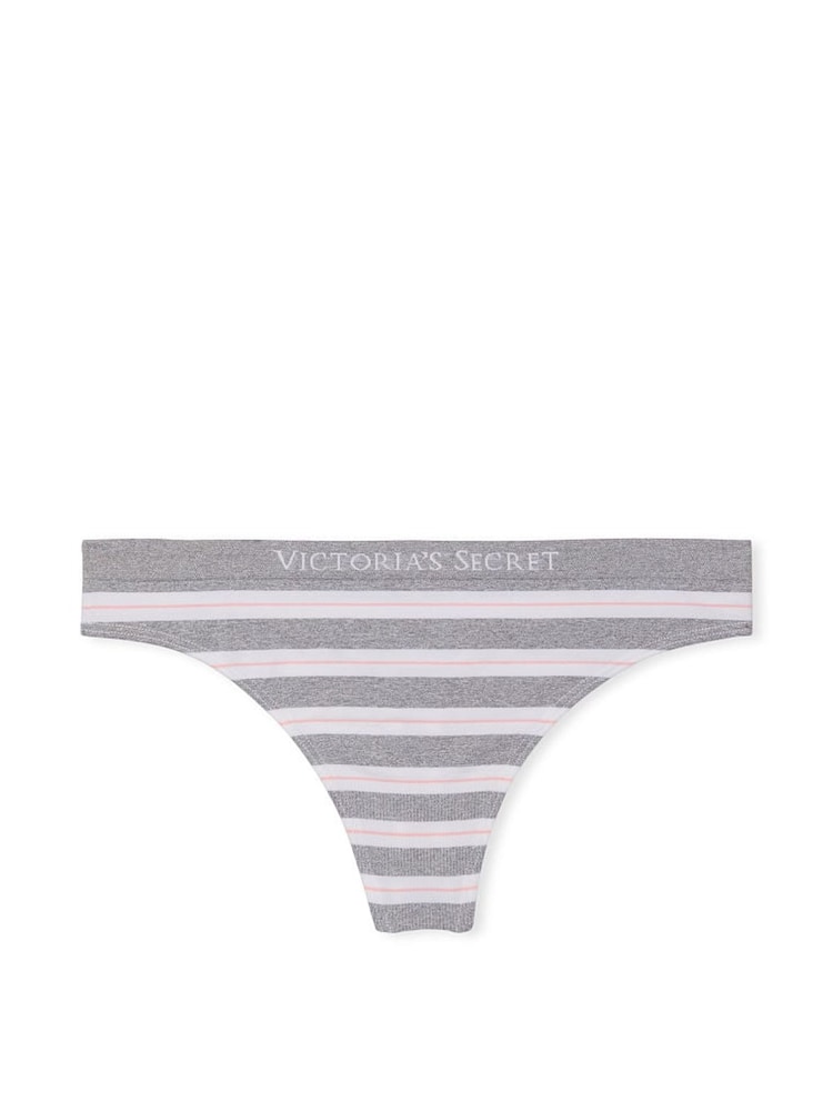 Victoria's Secret Grey White Stripe Thong Knickers - Image 3 of 3